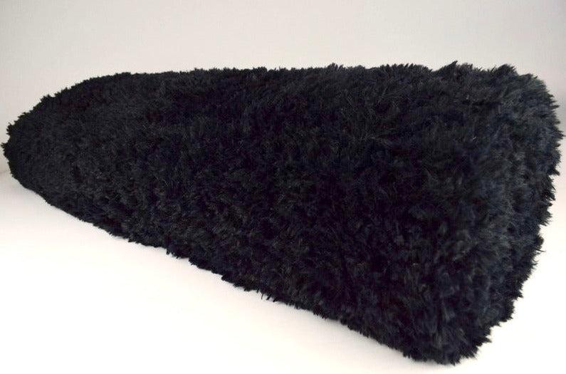 Svart långhårig plysch – 30 mm lugg & tvärsgående stretch (bild 2 av 5)