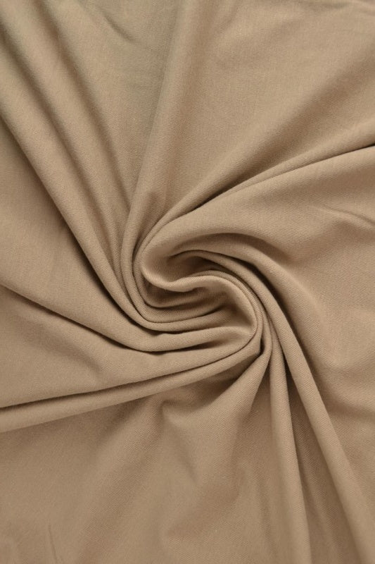 TAUPE BOMULLSJERSEY – NATURLIG, ANDNINGSBAR & STRETCHIG