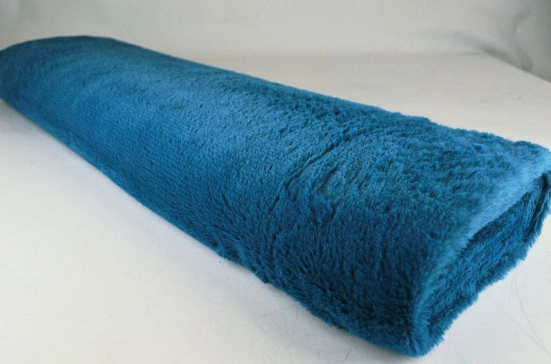 Petroleumsblå mjuk plysch – 10 mm lugg & tvärsgående stretch (bild 2 av 5)