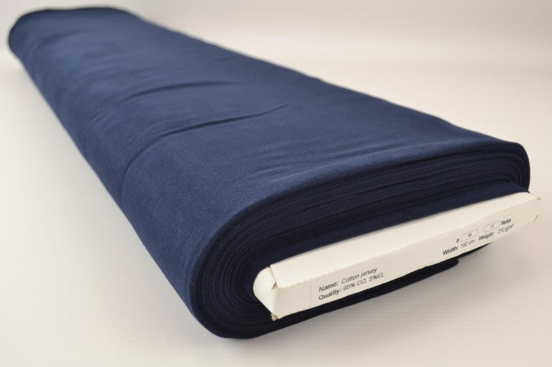 Mörk navy bomullsjersey – naturlig, andningsbar & stretchig (bild 2 av 7)