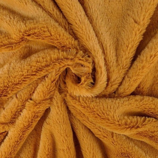 Senapsgul mjuk plysch – 10 mm lugg & tvärsgående stretch (bild 1 av 5)