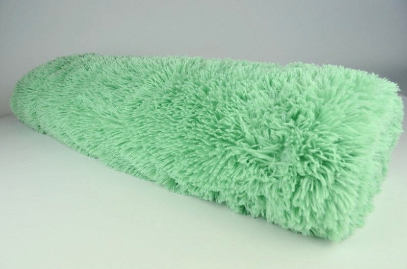 Mintgrön långhårig plysch – 30 mm lugg & tvärsgående stretch (bild 2 av 5)
