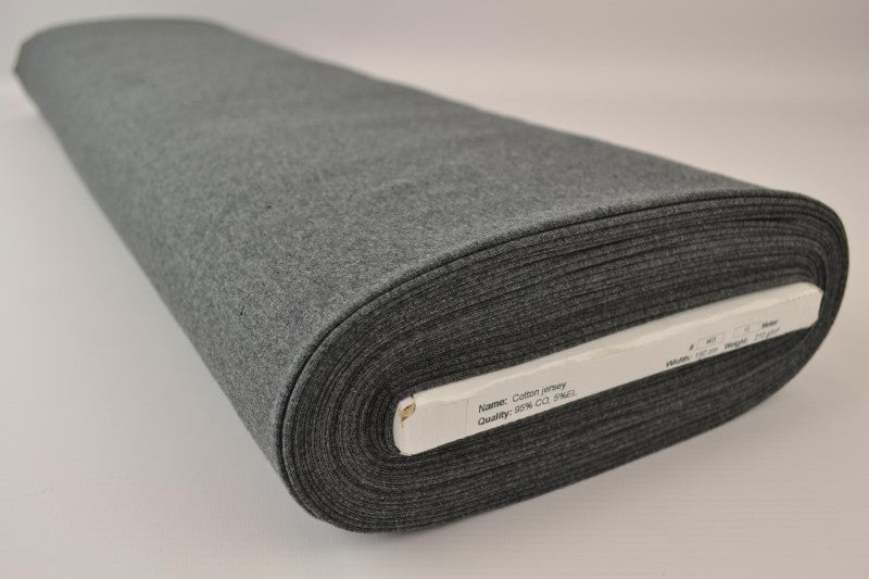 Antracit melange bomullsjersey – naturlig, andningsbar & stretchig (bild 2 av 8)