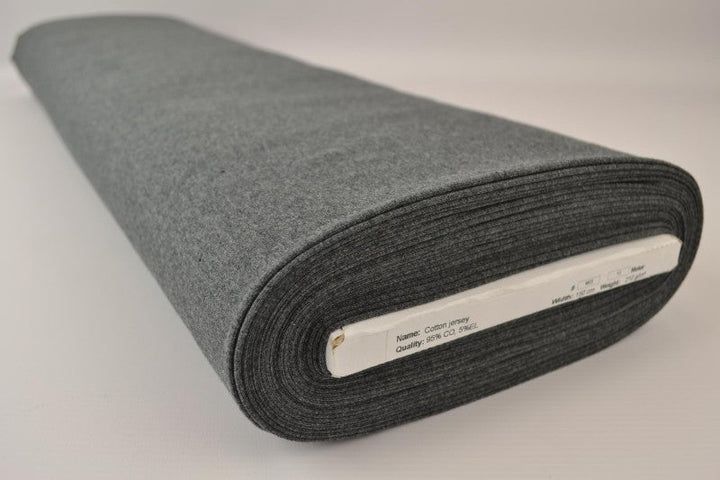 Antracit melange bomullsjersey – naturlig, andningsbar & stretchig (bild 2 av 8)