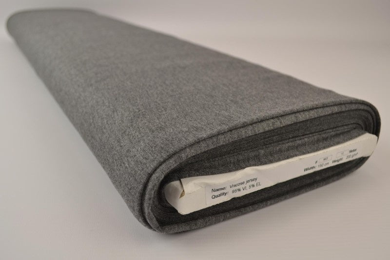 Mörkgrå melange viscose jersey tyg med stretch (bild 2 av 4)