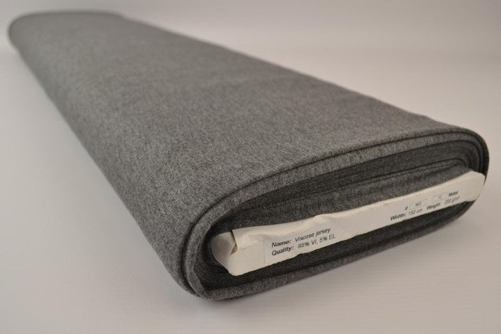 Mörkgrå melange viscose jersey tyg med stretch (bild 2 av 4)