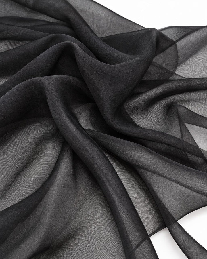 SVART SIDENCHIFFONG – LÄTT, SKIRT CHIFFONGTYG - 140 CM BREDD