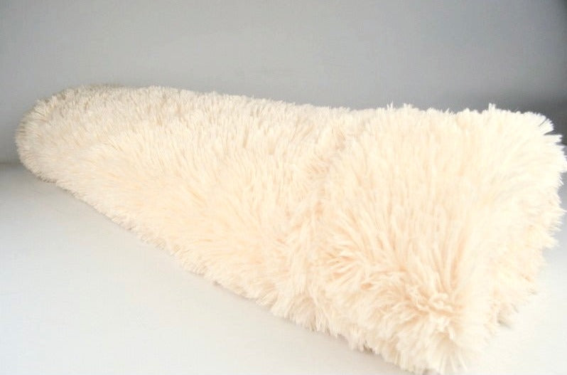 Champagnefärgad långhårig plysch – 30 mm lugg & tvärsgående stretch (bild 2 av 5)