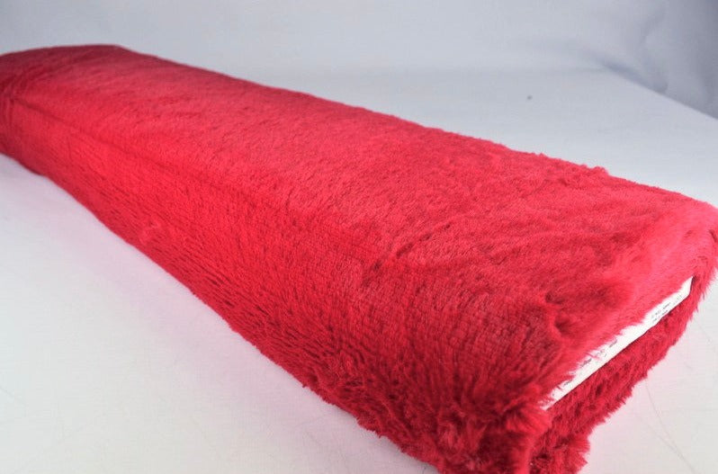 Röd mjuk plysch – 10 mm lugg & tvärsgående stretch (bild 2 av 5)
