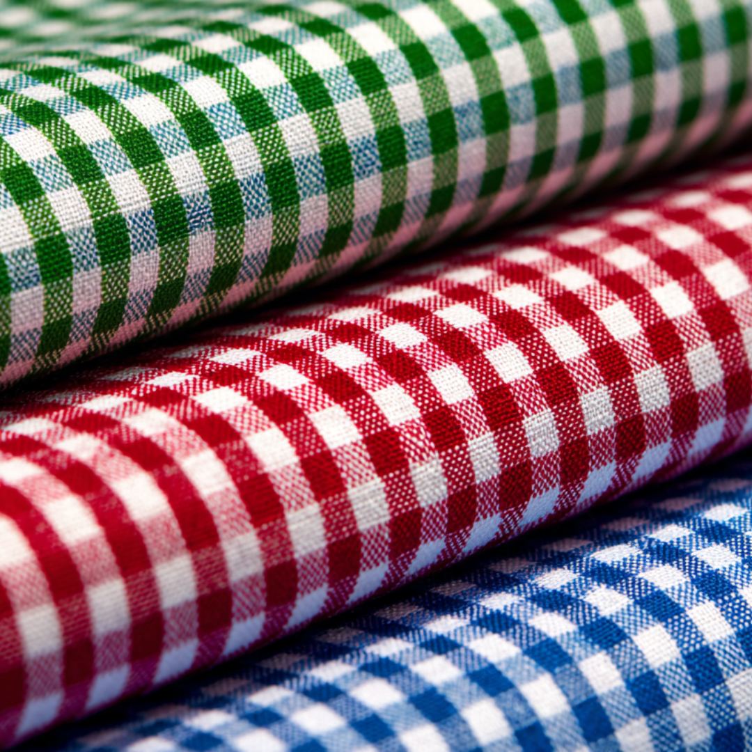 GRÖN GINGHAM RUTIGT BOMULLSTYG 6,5 MM GINGHAM RUTOR – OEKO-TEX BOMULL, LÄTT & ANDNINGSBART