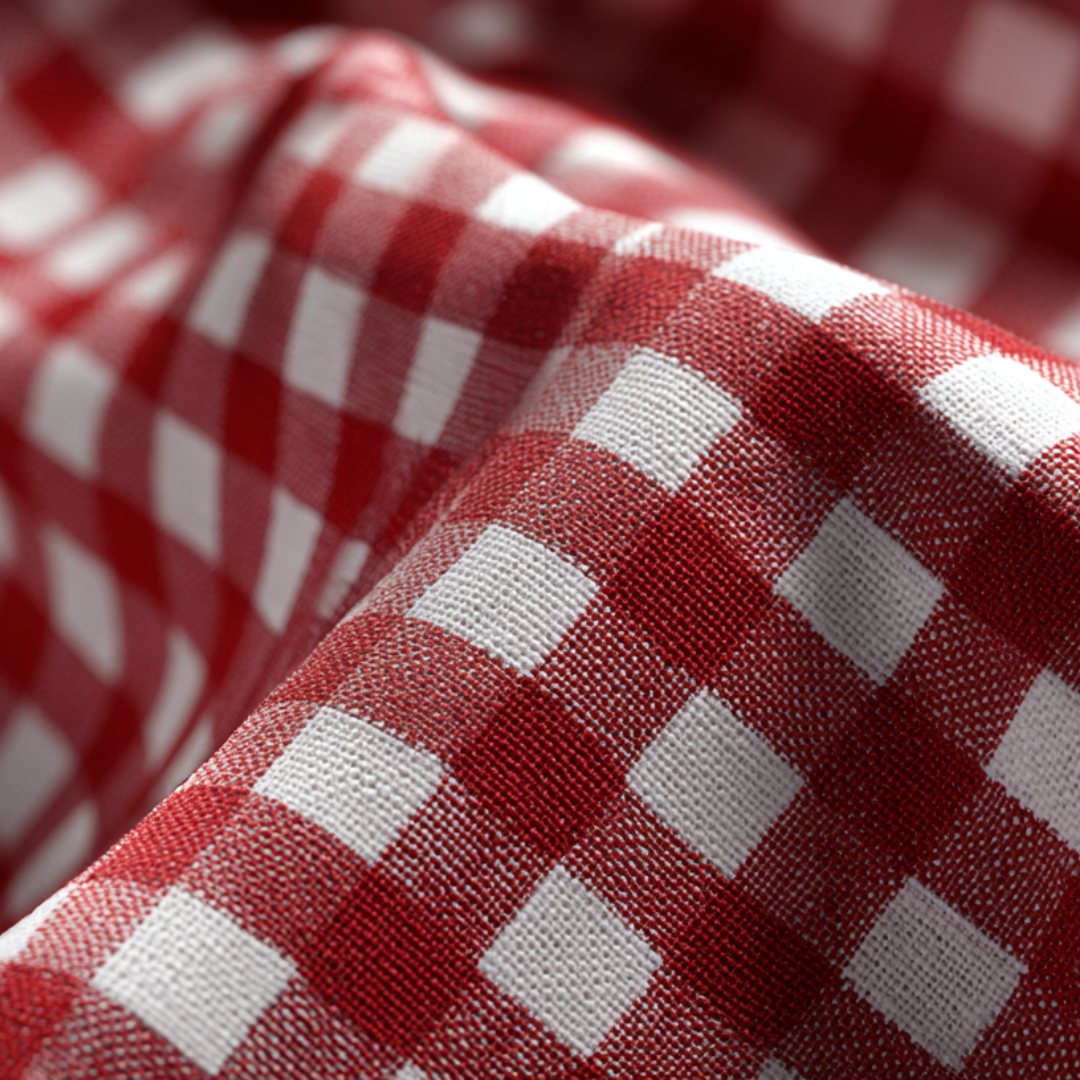 SVART GINGHAM RANDIGT BOMULLSTYG 6,5 MM – OEKO-TEX BOMULL, LÄTT & ANDNINGSBART