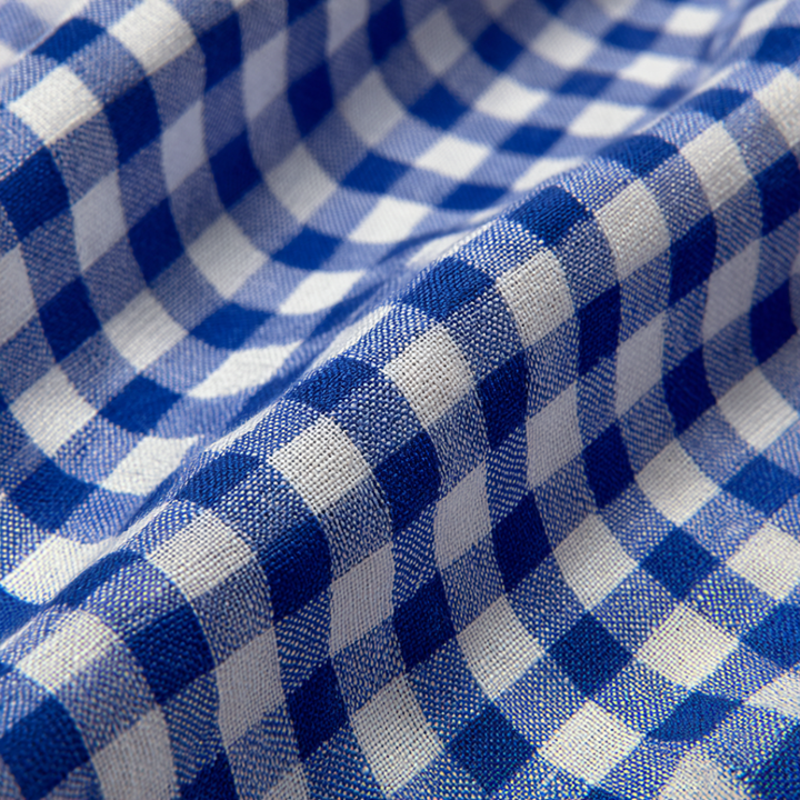 NAVY GINGHAM RUTIGT BOMULLSTYG 6,5 MM GINGHAM RUTOR – OEKO-TEX BOMULL, LÄTT & ANDNINGSBART
