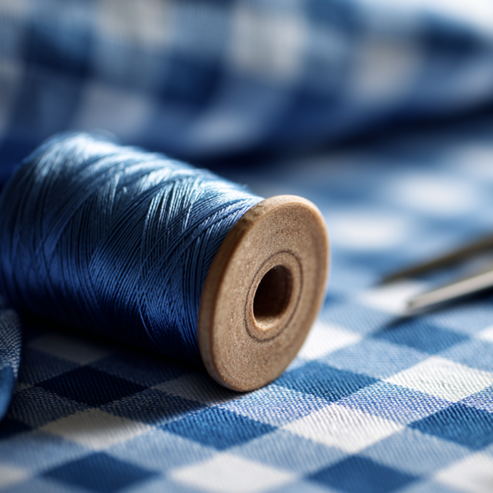 GRÅ GINGHAM RANDIGT BOMULLSTYG 6,5 MM – OEKO-TEX BOMULL, LÄTT & ANDNINGSBART