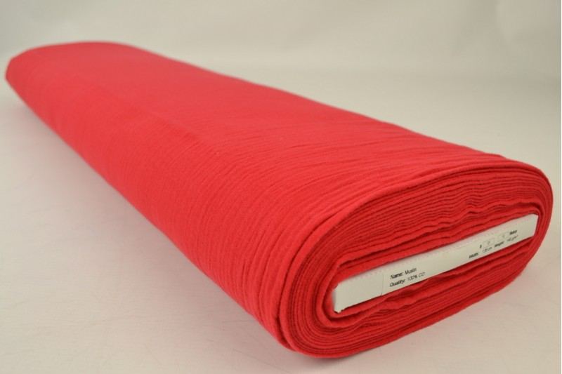 Röd double gauze musslin – mjuk & andningsbar (bild 2 av 5)