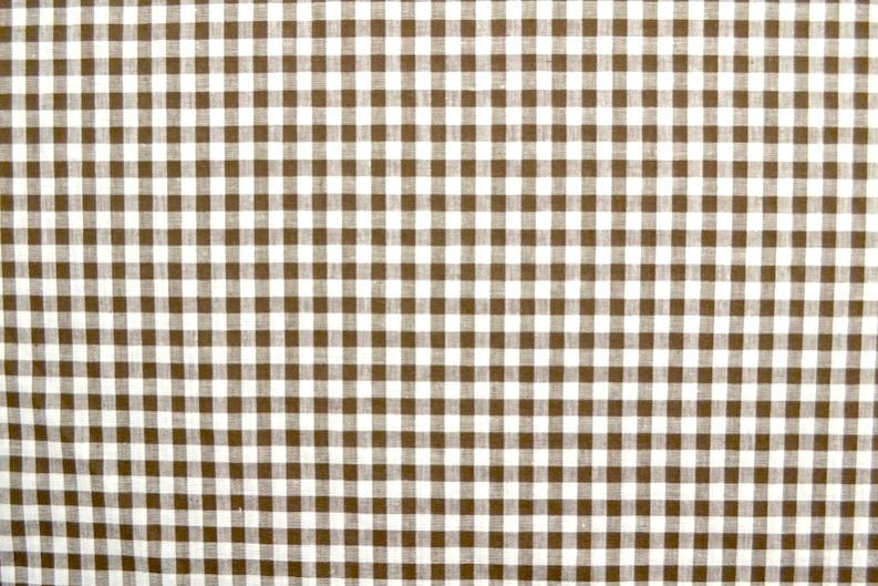 Bomullstyg med vichyrutor - vitt och brun, 7 mm (bild 3 av 9)