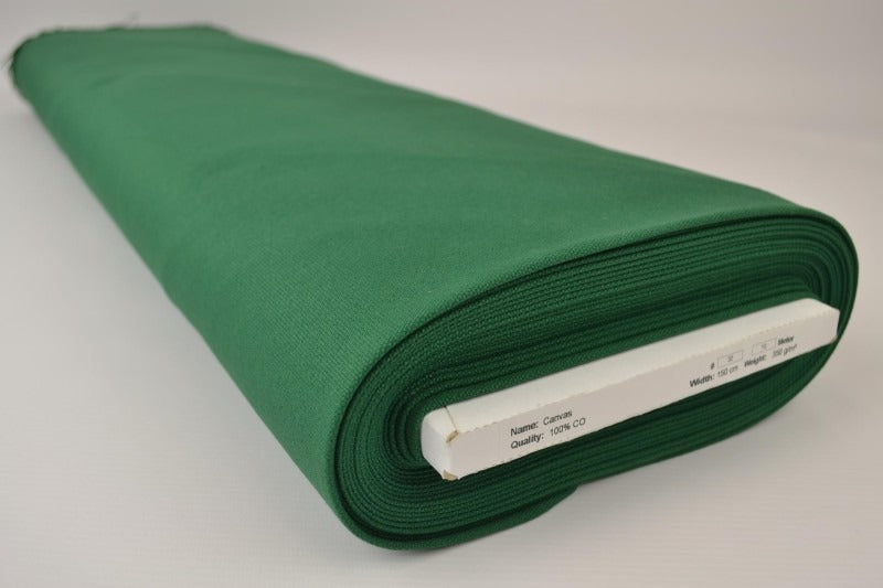 MÖRKGRÖN BOMULLSCANVAS – TÄTT VÄVD 350 g/m², OEKO-TEX