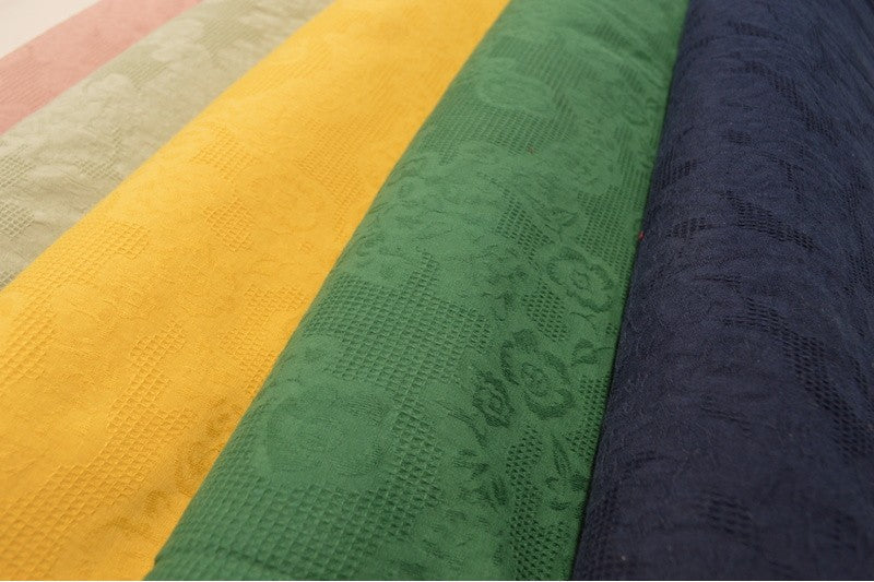 Vintage rosa bomulls jacquard – våffelstruktur med blommotiv (bild 4 av 5)