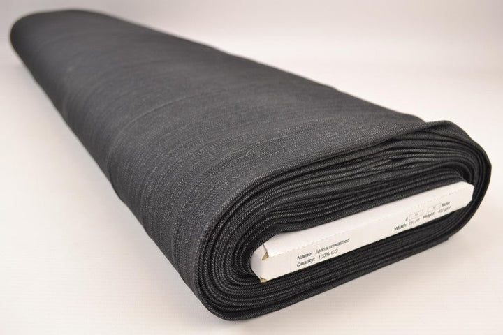 Mörkgrå otvättat denim med stretch – 370 g/m² (bild 2 av 9)