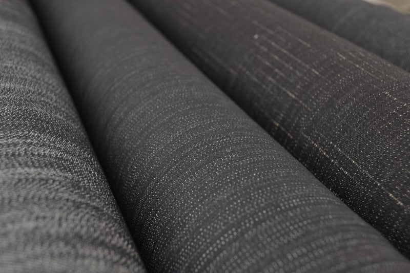 Svartmelerad otvättat denim med stretch – 370 g/m² (bild 7 av 9)