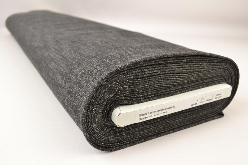 Mellangrå otvättat denim med stretch – 370 g/m² (bild 2 av 8)