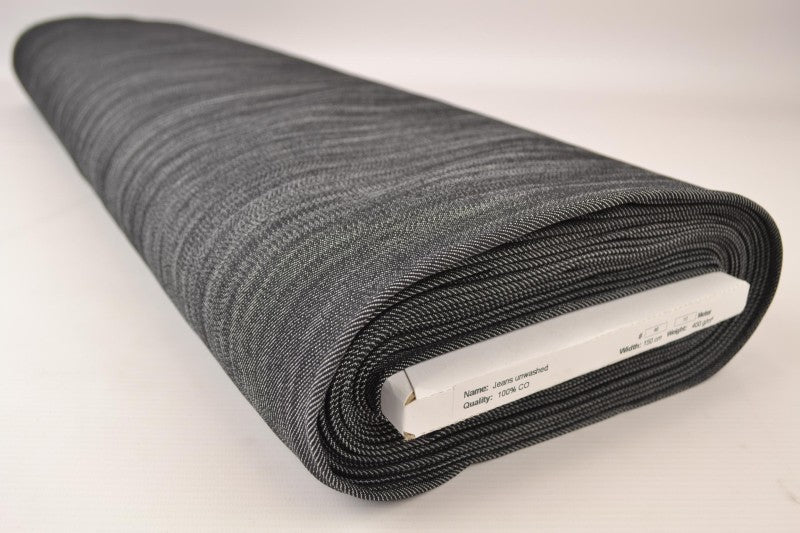 Grå otvättat denim med stretch – 370 g/m² (bild 2 av 9)