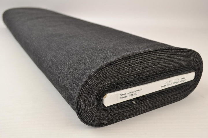 Koksgrå otvättat denim med stretch – 370 g/m² (bild 2 av 9)