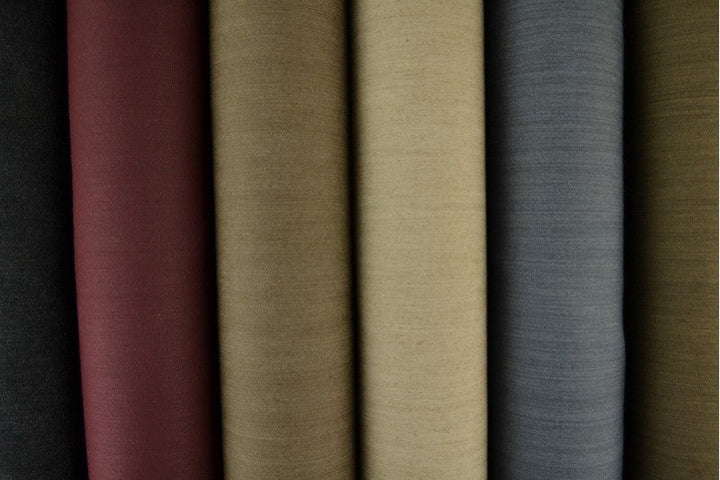 Khaki otvättat denim med stretch – 370 g/m² (bild 5 av 8)