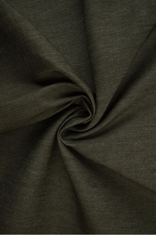 Mörk oliv otvättat denim med stretch – 370 g/m² (bild 1 av 8)