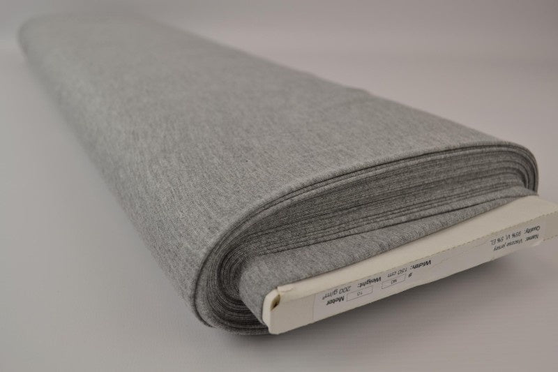 Grå melange viscose jersey tyg med stretch (bild 2 av 4)
