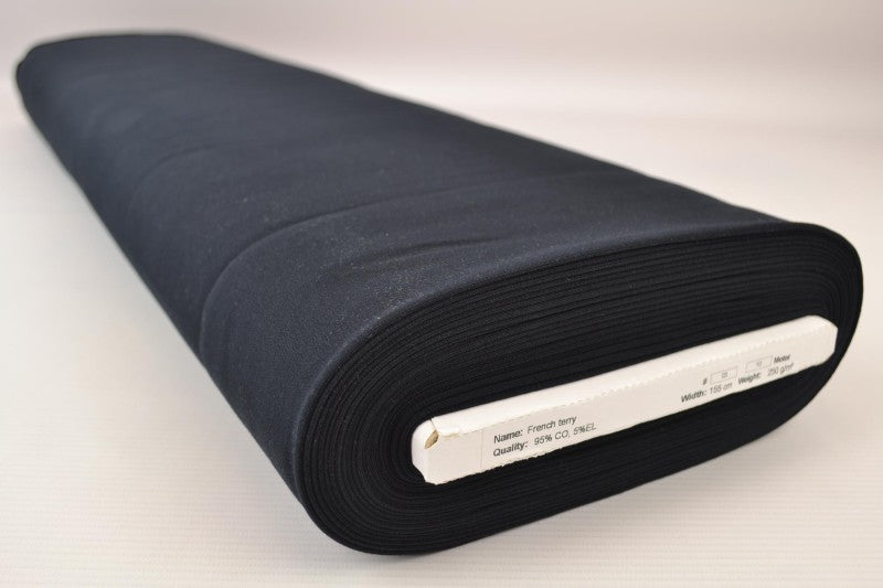 Svart french terry – mjuk bomullsstickad metervara med stretch (bild 2 av 5)