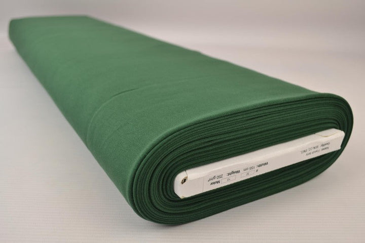 Mörkgrön french terry – mjuk bomullsstickad metervara med stretch (bild 2 av 5)