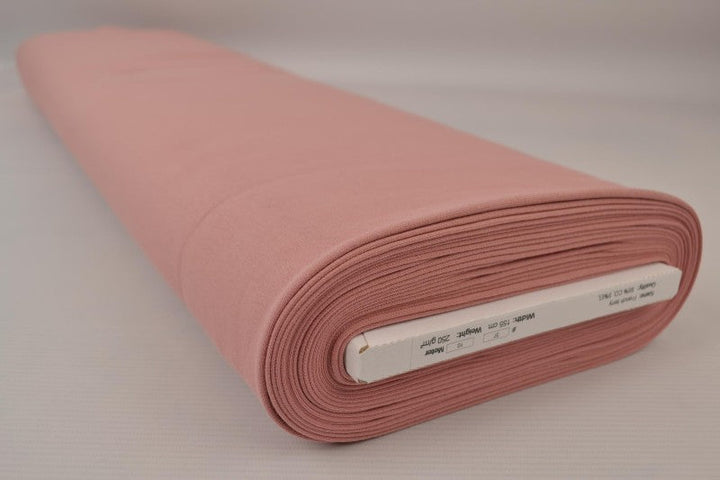 Vintage rosa french terry – mjuk bomullsstickad metervara med stretch (bild 2 av 5)