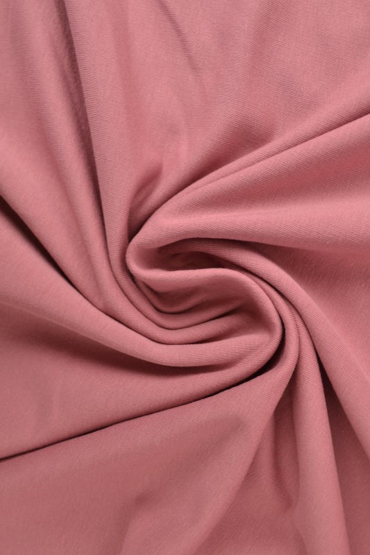 Mörk vintage rosa french terry – mjuk bomullsstickad metervara med stretch (bild 1 av 5)