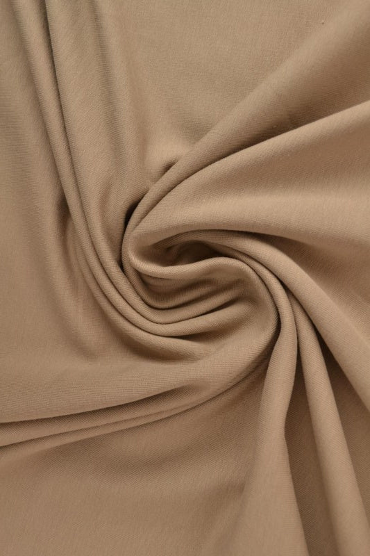 Taupe french terry – mjuk bomullsstickad metervara med stretch (bild 1 av 5)