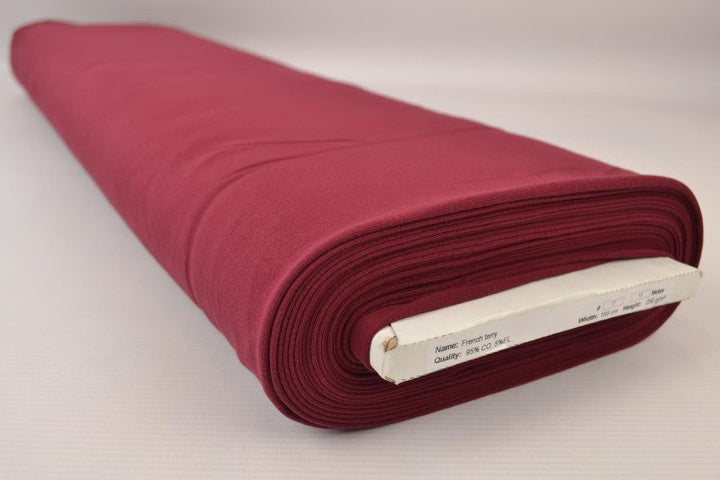 Bordeaux french terry – mjuk bomullsstickad metervara med stretch (bild 2 av 5)