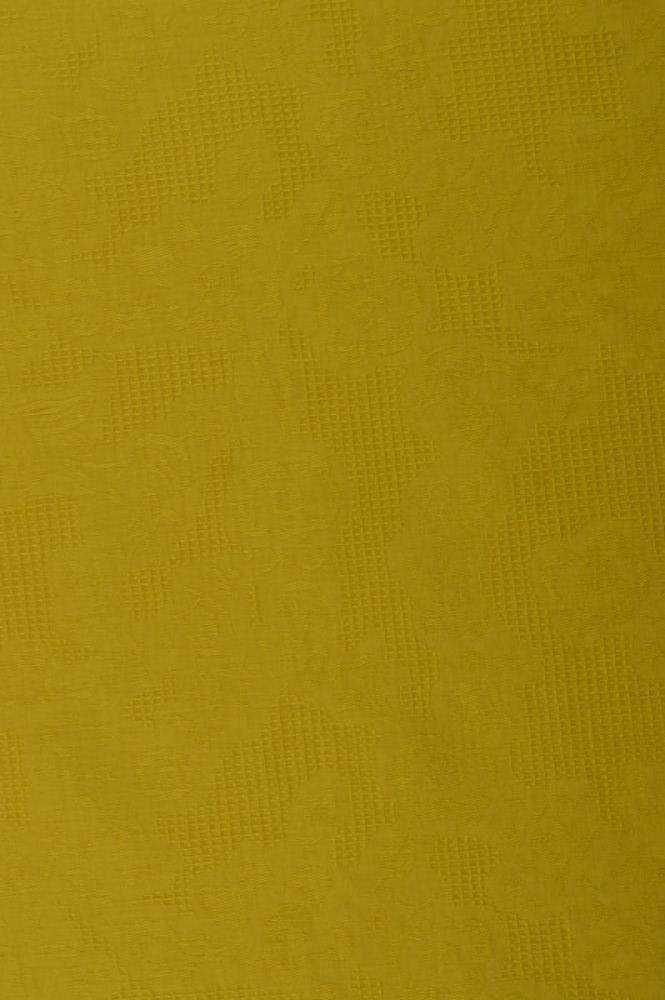 Gul bomullsjacquard – våffelstruktur med blommotiv (bild 2 av 5)