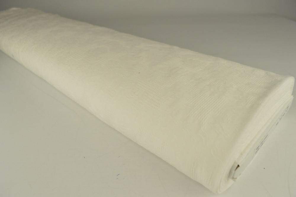 Vit bomulls jacquard – våffelstruktur med blommotiv (bild 2 av 5)