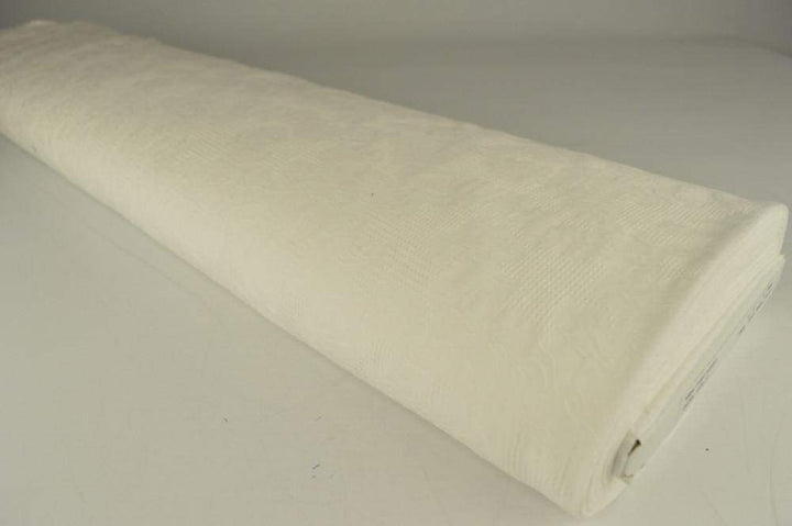 Vit bomulls jacquard – våffelstruktur med blommotiv (bild 2 av 5)