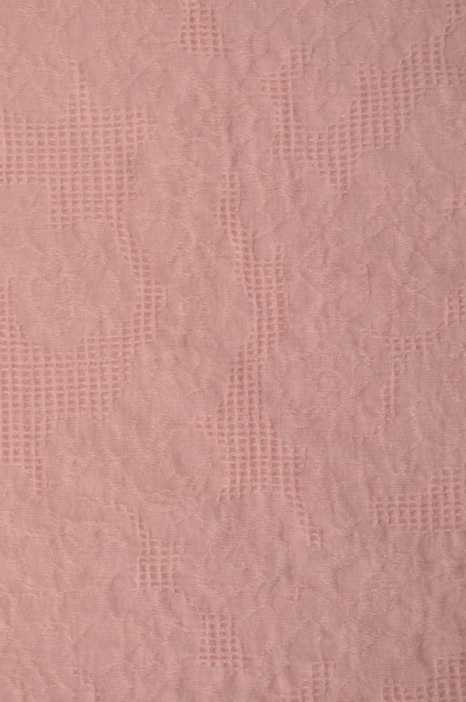 Rosa bomulls jacquard – våffelstruktur med blommotiv (bild 3 av 5)