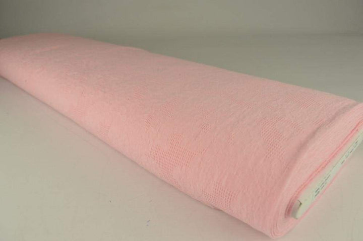 Rosa bomulls jacquard – våffelstruktur med blommotiv (bild 2 av 5)