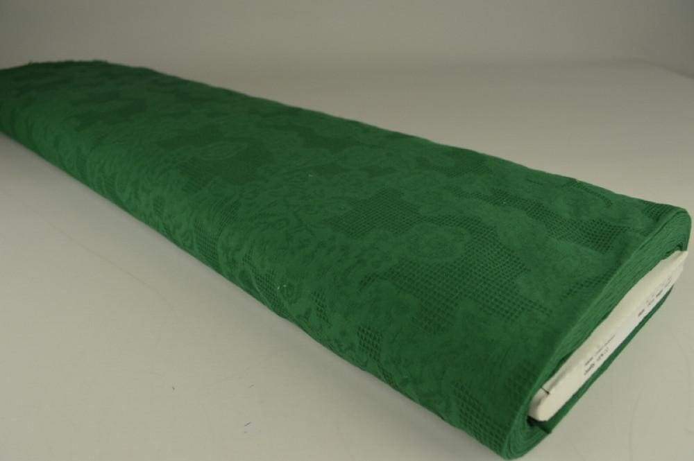 Mörkgrön bomulls jacquard – våffelstruktur med blommotiv (bild 2 av 5)