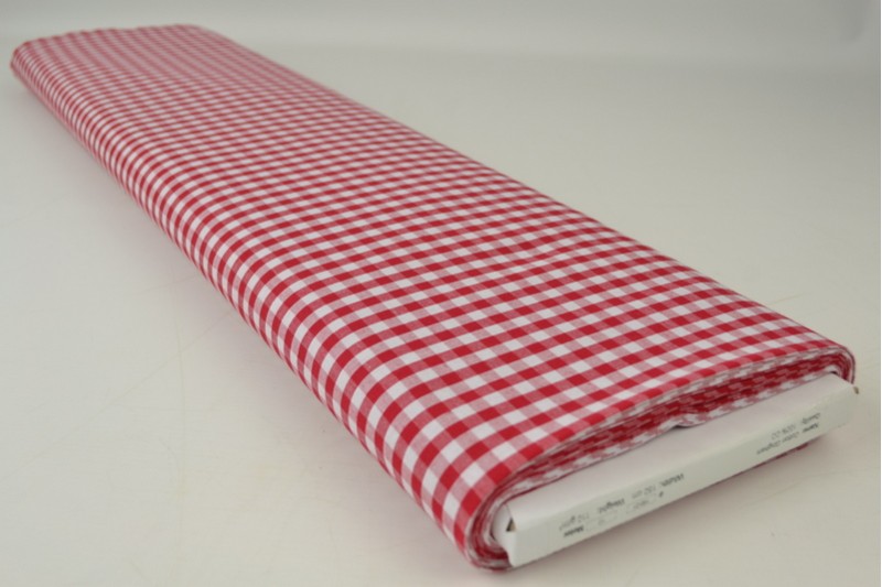 RÖD GINGHAM RUTIGT BOMULLSTYG 6,5 MM GINGHAM RUTOR – OEKO-TEX BOMULL, LÄTT & ANDNINGSBART