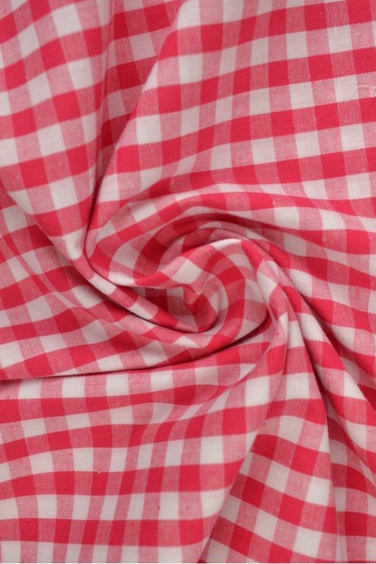 PINK GINGHAM RUTIGT BOMULLSTYG 6,5 MM GINGHAM RUTOR – OEKO-TEX BOMULL, LÄTT & ANDNINGSBART