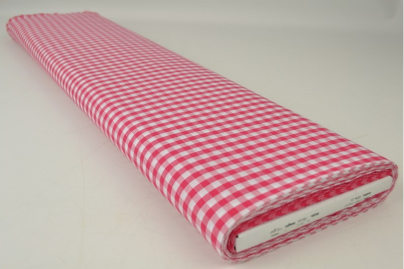 PINK GINGHAM RUTIGT BOMULLSTYG 6,5 MM GINGHAM RUTOR – OEKO-TEX BOMULL, LÄTT & ANDNINGSBART