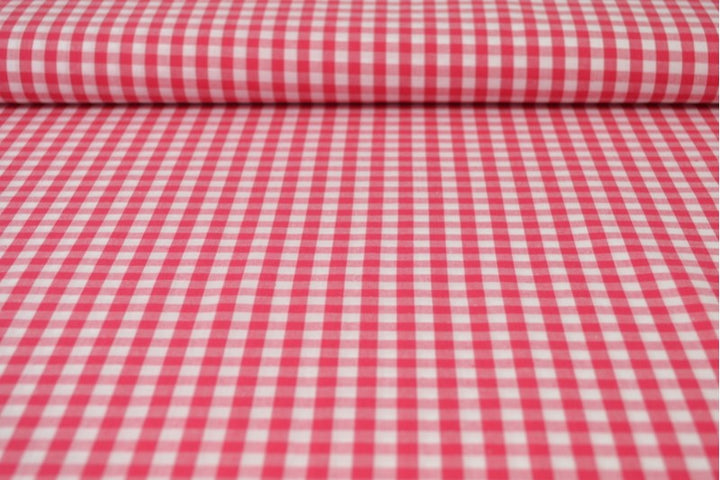 PINK GINGHAM RUTIGT BOMULLSTYG 6,5 MM GINGHAM RUTOR – OEKO-TEX BOMULL, LÄTT & ANDNINGSBART