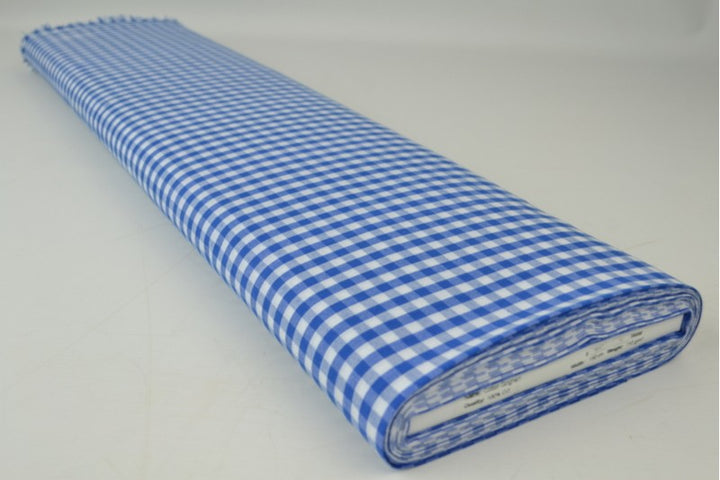 BLÅ GINGHAM RUTIGT BOMULLSTYG 6,5 MM GINGHAM RUTOR – OEKO-TEX BOMULL, LÄTT & ANDNINGSBART