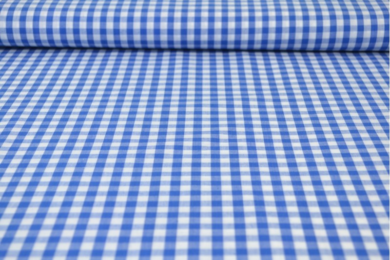 BLÅ GINGHAM RUTIGT BOMULLSTYG 6,5 MM GINGHAM RUTOR – OEKO-TEX BOMULL, LÄTT & ANDNINGSBART