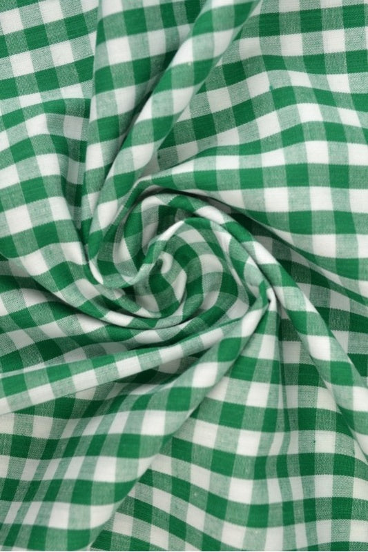 GRÖN GINGHAM RUTIGT BOMULLSTYG 6,5 MM GINGHAM RUTOR – OEKO-TEX BOMULL, LÄTT & ANDNINGSBART