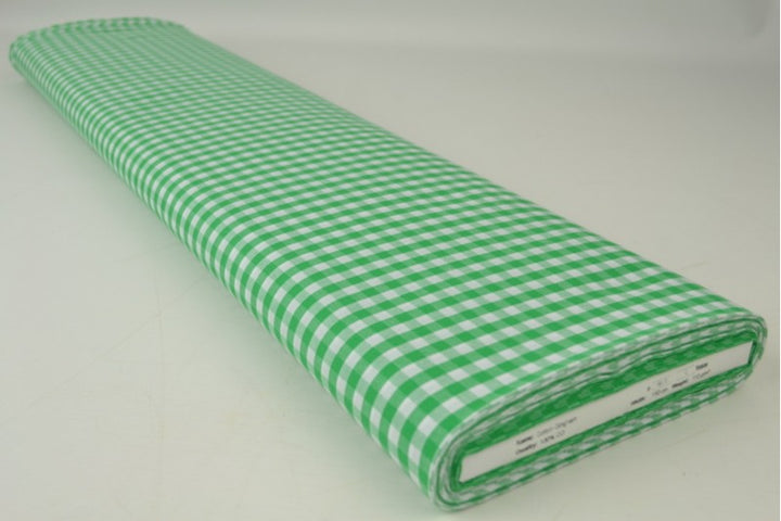 LJUSGRÖN GINGHAM RUTIGT BOMULLSTYG 6,5 MM GINGHAM RUTOR – OEKO-TEX BOMULL, LÄTT & ANDNINGSBART