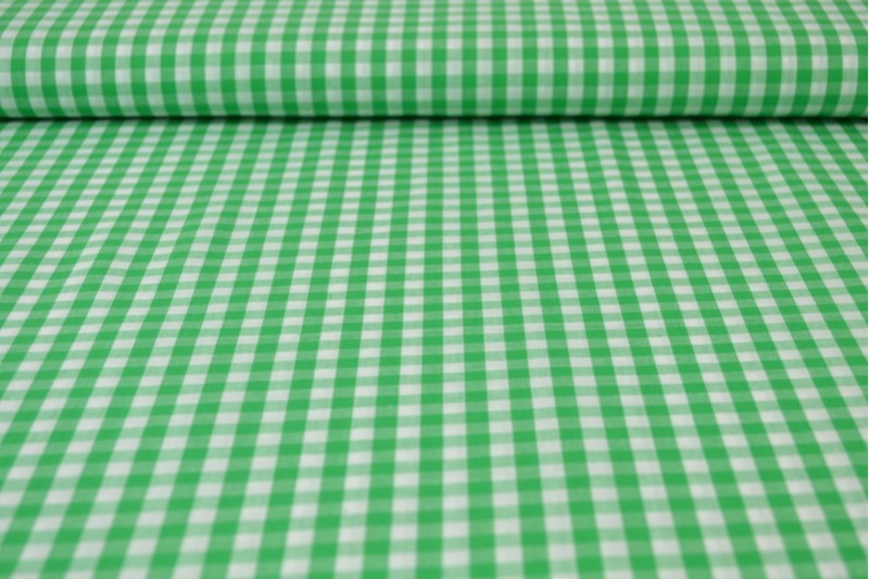 LJUSGRÖN GINGHAM RUTIGT BOMULLSTYG 6,5 MM GINGHAM RUTOR – OEKO-TEX BOMULL, LÄTT & ANDNINGSBART